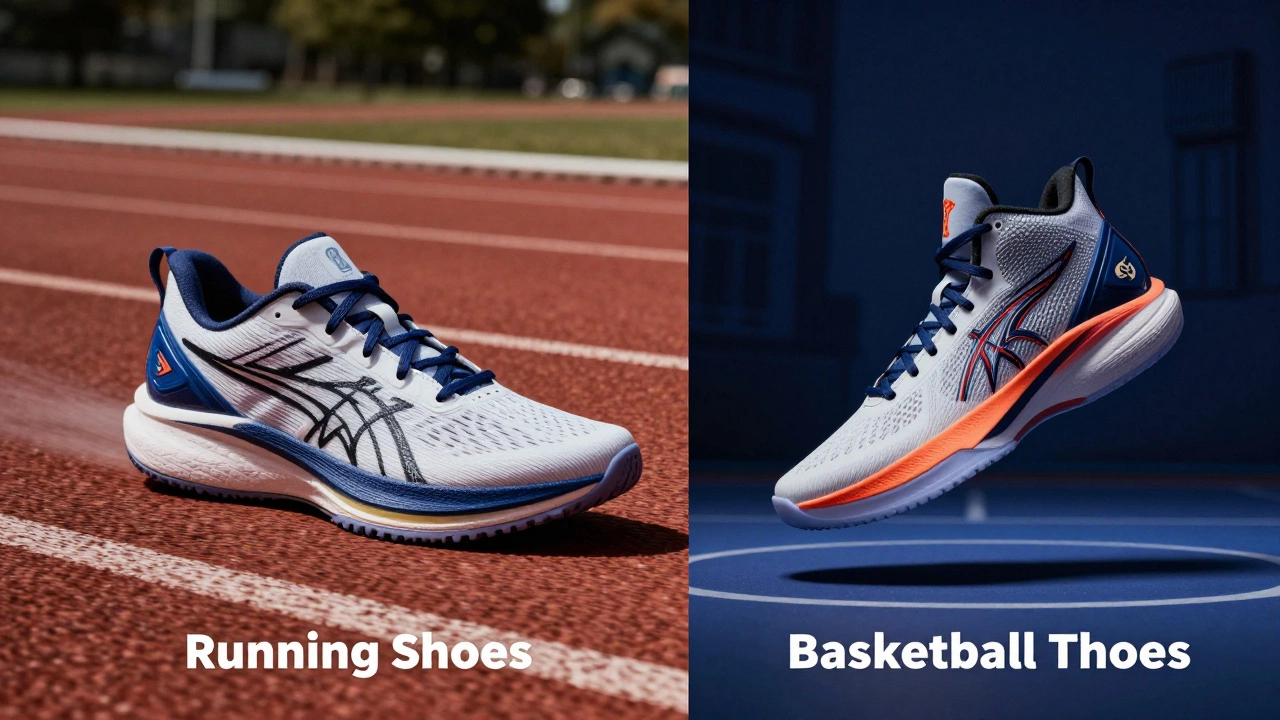 Comparison between a professional running shoe and a basketball shoe