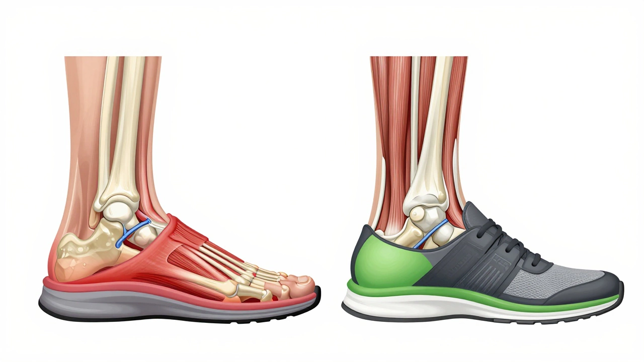 Anatomical comparison of foot support in shoes