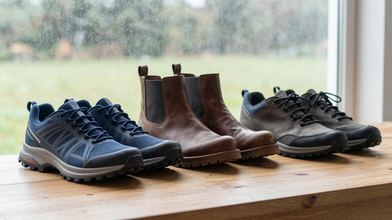 Three types of comfortable shoes for Irish weather displayed