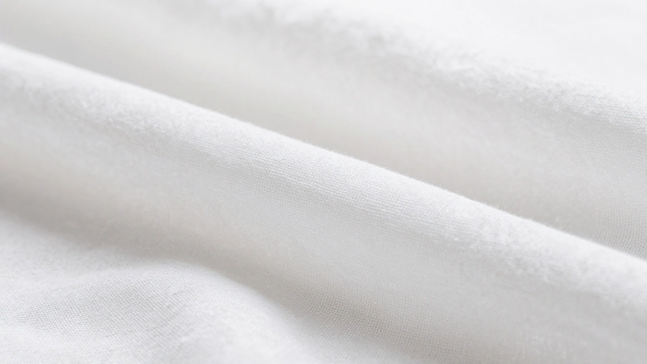 Close-up texture shot contrasting breathable linen with synthetic fabric