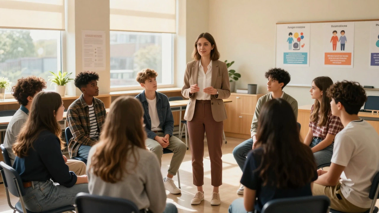 Classroom discussion on empathy and conflict resolution among diverse Irish teenagers