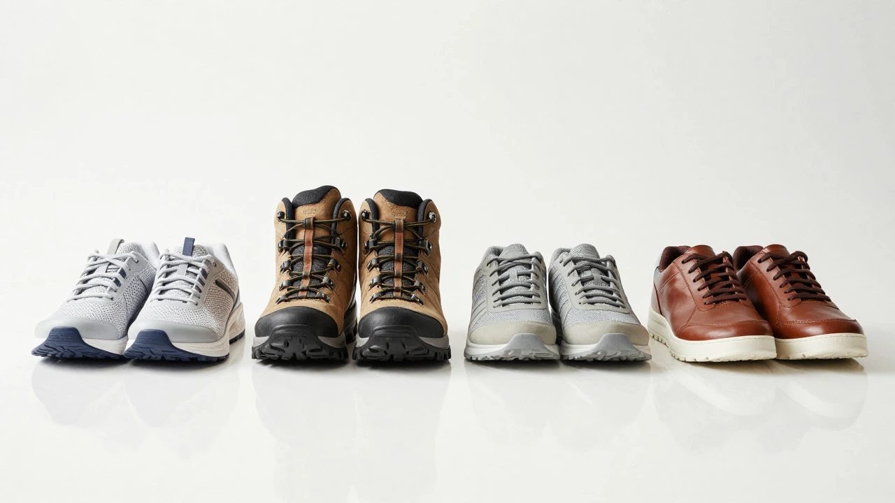 Four types of trainers displayed side-by-side on a white background