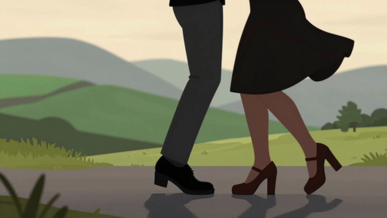 Illustration of Irish dance silhouette with modern platform shoes