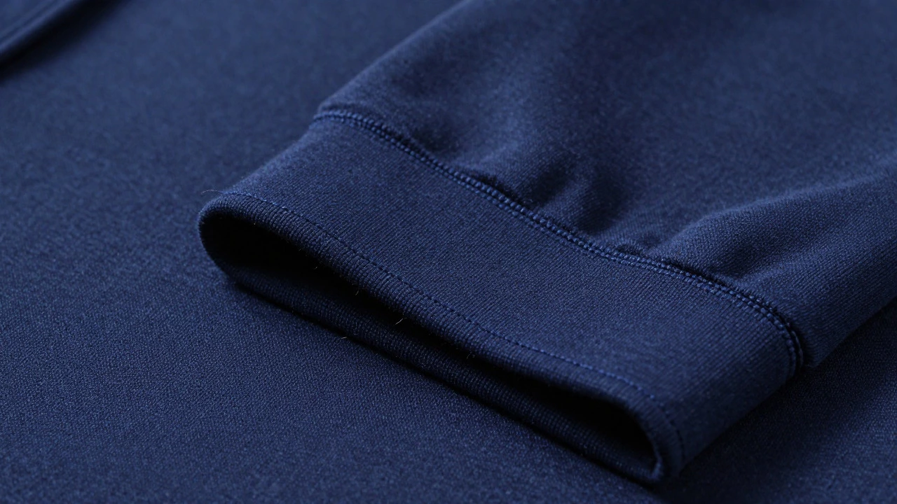 Macro view of reinforced double stitching on hoodie interior seams