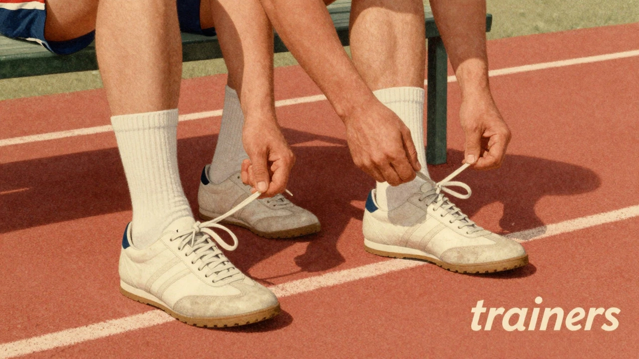 Vintage illustration of 1950s athletic training shoes