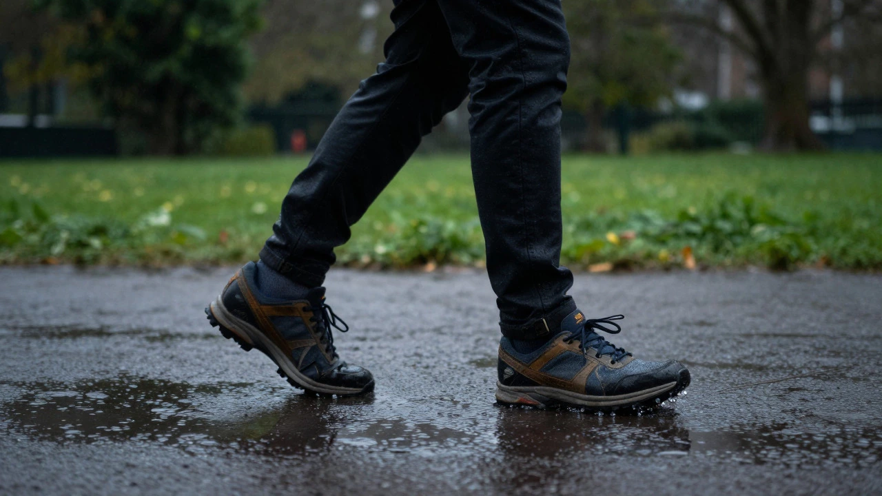 Waterproof trainers walking in rain at Phoenix Park