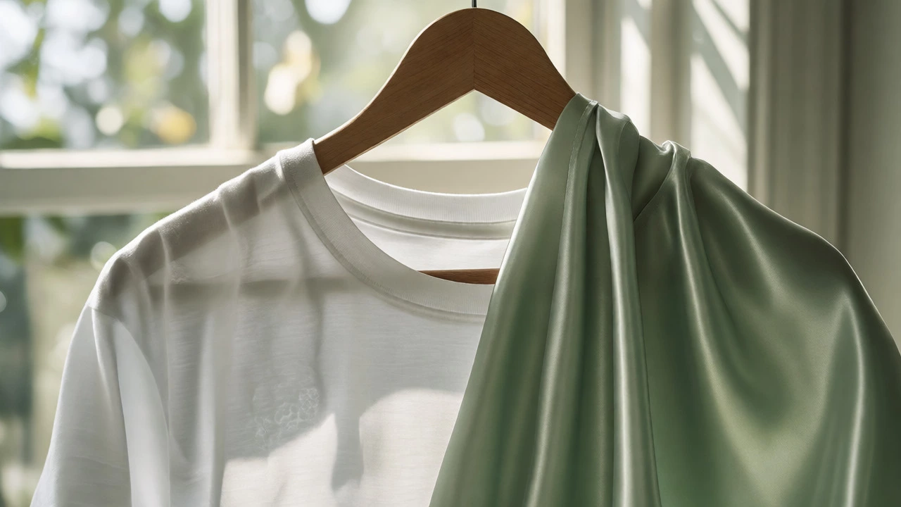 Macro comparison of damp cotton versus dry Tencel fabric textures