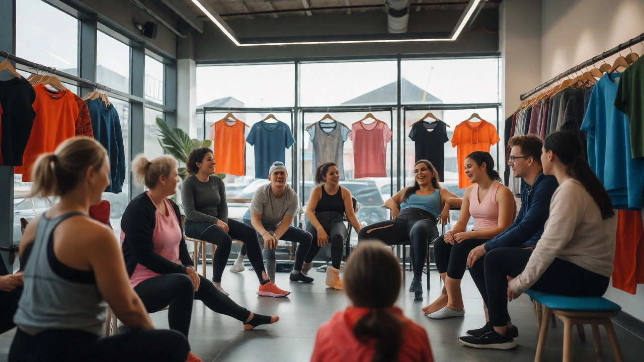 Community yoga class held inside a modern Lululemon store in Dublin