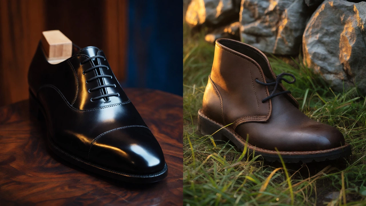 Contrast between John Lobb Oxfords and Clarks Boots