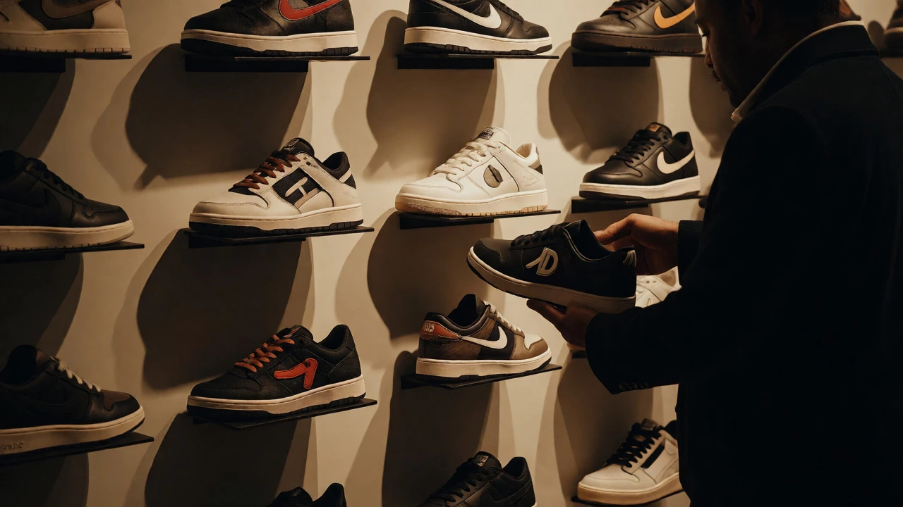 Customer browsing premium trainers in a London boutique